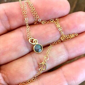 Sundance $88 NEW 18" LABRADORITE 14k GF Pendant Chain Dainty Handmade Necklace